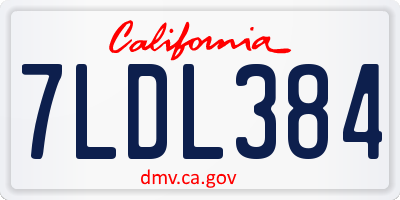CA license plate 7LDL384