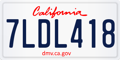 CA license plate 7LDL418
