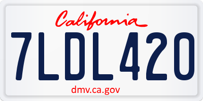 CA license plate 7LDL420