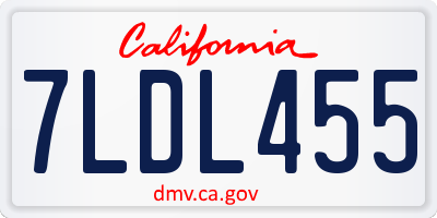 CA license plate 7LDL455