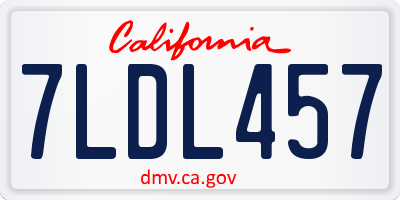 CA license plate 7LDL457