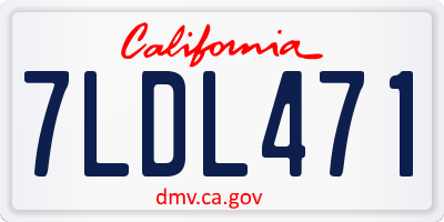 CA license plate 7LDL471