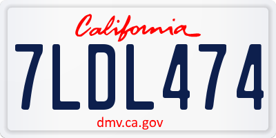 CA license plate 7LDL474