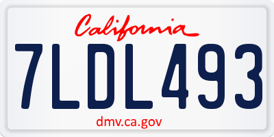CA license plate 7LDL493