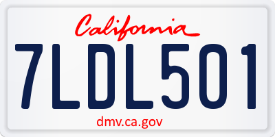 CA license plate 7LDL501