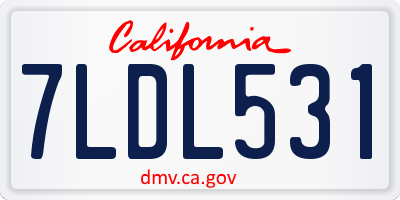 CA license plate 7LDL531