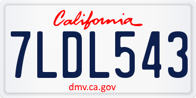 CA license plate 7LDL543