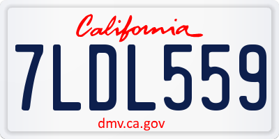 CA license plate 7LDL559