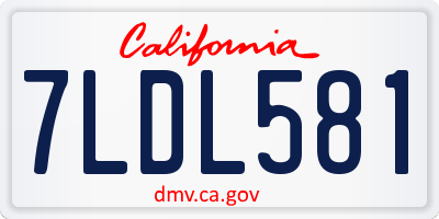 CA license plate 7LDL581
