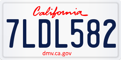 CA license plate 7LDL582