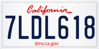 CA license plate 7LDL618