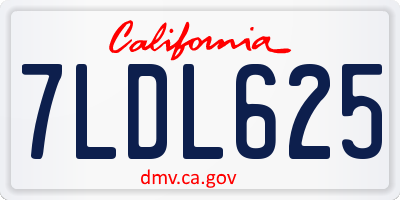 CA license plate 7LDL625