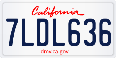 CA license plate 7LDL636