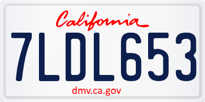 CA license plate 7LDL653