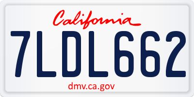 CA license plate 7LDL662