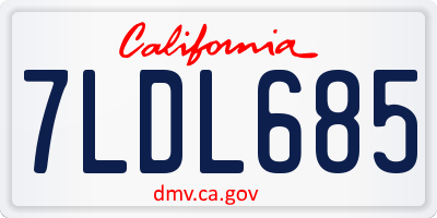CA license plate 7LDL685