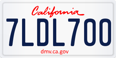 CA license plate 7LDL700