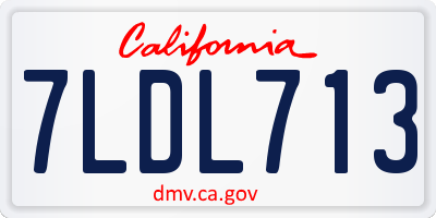 CA license plate 7LDL713