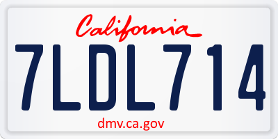 CA license plate 7LDL714