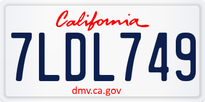 CA license plate 7LDL749