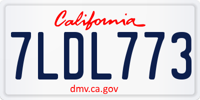 CA license plate 7LDL773