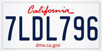 CA license plate 7LDL796