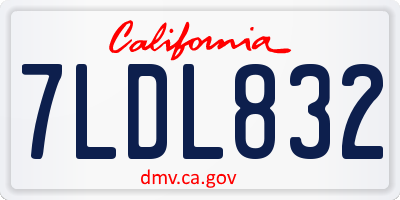 CA license plate 7LDL832
