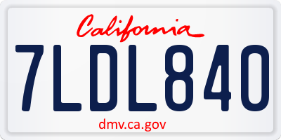 CA license plate 7LDL840