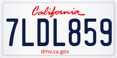 CA license plate 7LDL859