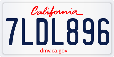 CA license plate 7LDL896