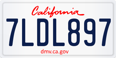 CA license plate 7LDL897