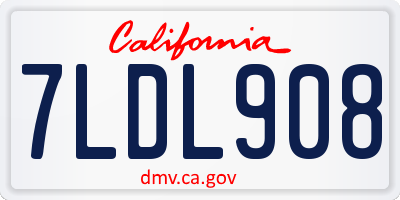 CA license plate 7LDL908