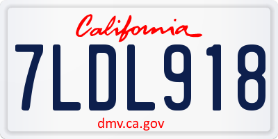 CA license plate 7LDL918
