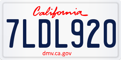 CA license plate 7LDL920