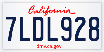 CA license plate 7LDL928