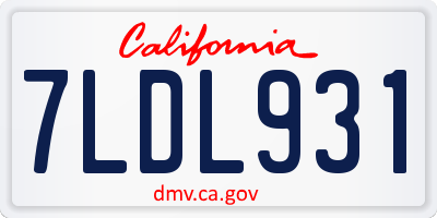 CA license plate 7LDL931