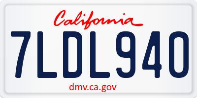 CA license plate 7LDL940