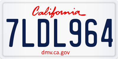 CA license plate 7LDL964