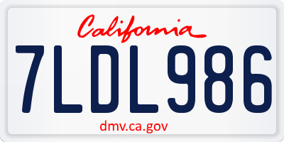 CA license plate 7LDL986