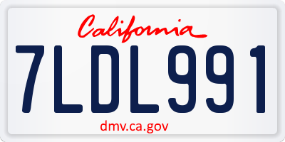 CA license plate 7LDL991