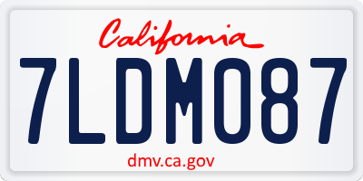 CA license plate 7LDM087