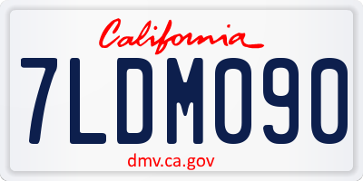 CA license plate 7LDM090