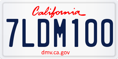 CA license plate 7LDM100