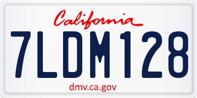 CA license plate 7LDM128