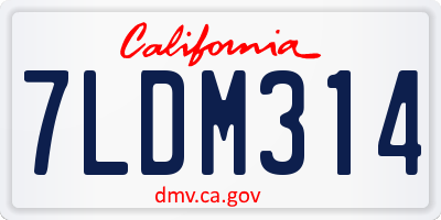 CA license plate 7LDM314