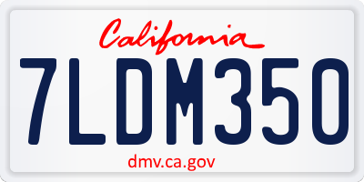 CA license plate 7LDM350