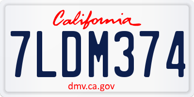 CA license plate 7LDM374
