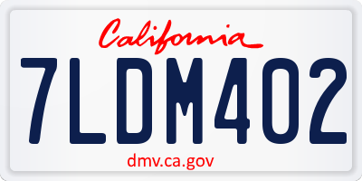 CA license plate 7LDM402