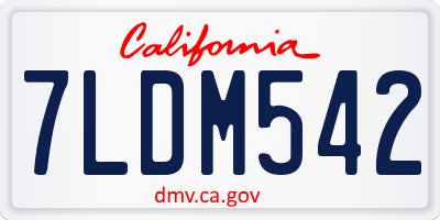 CA license plate 7LDM542