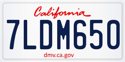 CA license plate 7LDM650